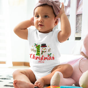 Body Premier bonhomme de neige de Noël du bébé sur mesu
