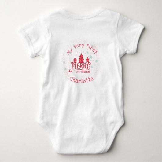 Body 🎄 Premier Joyeux Noël 🌟 Nom Mignon Rouge (Dos)