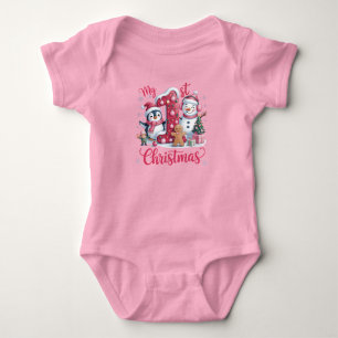 Body Premier Noël de Bébé Fille Rose