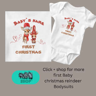 Body Premier Noël de bébé, rennes mignons et pleins de