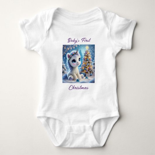 Body Premier Noël de la licorne bébé (Devant)