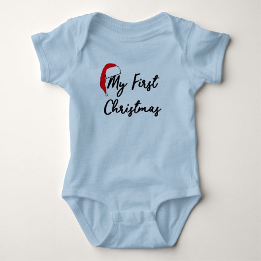 Body Première combinaison de Noël du bébé (bleue) (Devant)