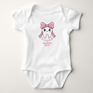 Body Première Dent de Bébé Ruban Rose Kawaii