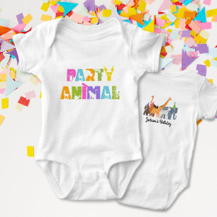 Body Première fête d'anniversaire Animal Safari Blanc B