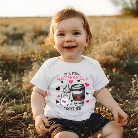 Body Première fête des mères Bébé Bouteille et Café Cou