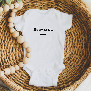 Body Prénom de Bébé Croix Moderne Mignon Chrétien