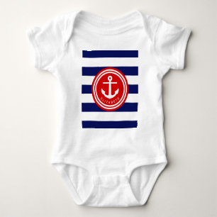 Body Préparatoire Marine Rayure Ancre Monogramme sur Ro