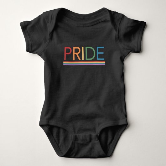 Body PRIDE arc-en-ciel bébé noir (Devant)