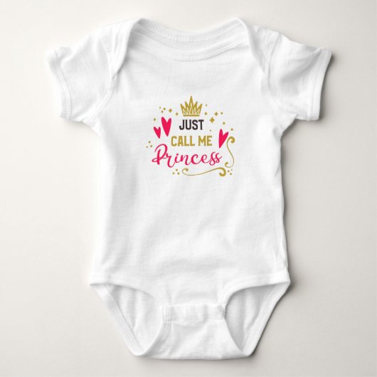 Body Princesse Typographie Fille Rose Bébé Glam Or (Devant)