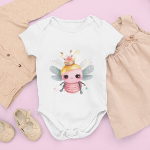 Body Queen Bee habillée en rose et belle couronne de fl