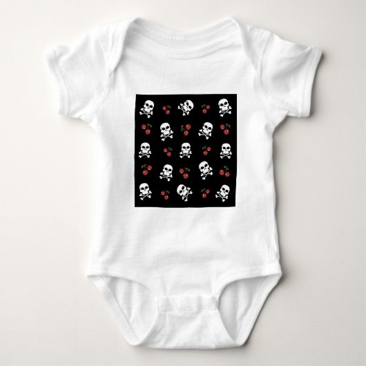 Body RAB Rockabilly Skuls et Cerises sur Noir (Devant)