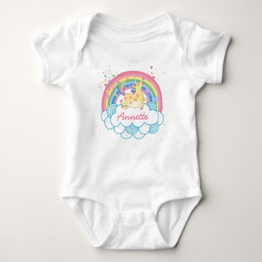 Body Rainbow Unicorn mignon Filles personnalisées Baby (Devant)