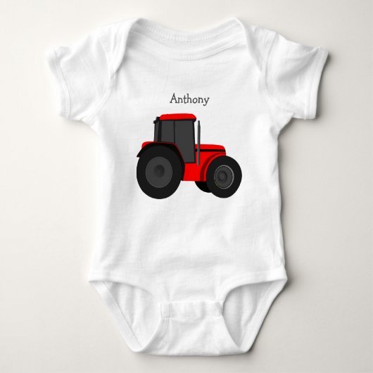 Body Red Tractor Custom Baby Bodysuit (Devant)