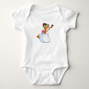 Body Renard comme mariée avec robe de mariée et couronn