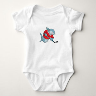 Body Requin au hockey sur glace avec bâton de hockey su