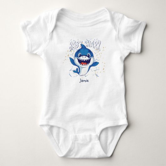 Body Requin Bébé Bleu Blanc Mignon Drôle Bébé Shower No (Devant)
