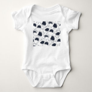 Body Requin en colère, motif de gribouillis vintage.