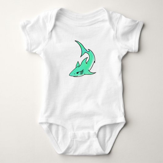Body requin souriant de dessin animé bleu vert océan an (Devant)