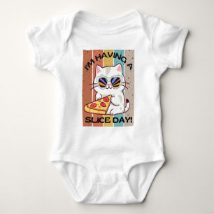 Body Retro Kawaii mignon chat manger pizza