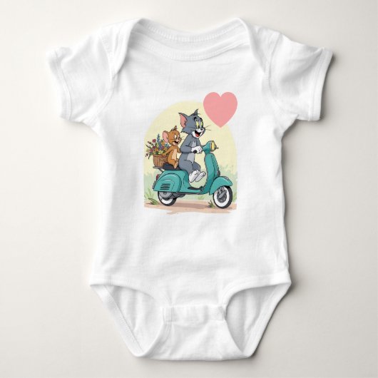Body Robe blanche avec une belle conception Tom Jerry (Devant)