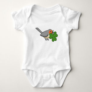 Body Robin mignon avec Shamrock en caricature