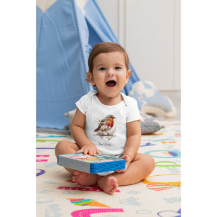 Body Robin rouge mou en aquarelle, personnalisable