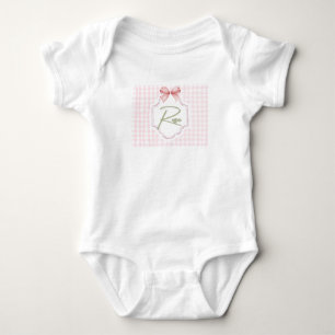 Body Rose personnalisé Baby Girl Nursery Bow&En vichy