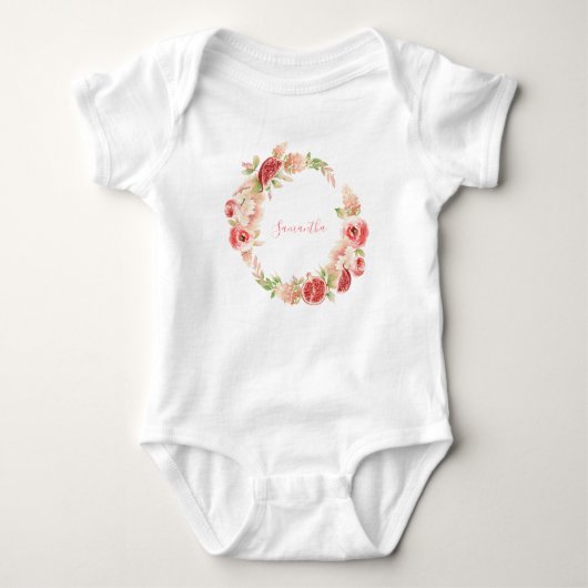 Body Rose Rose Floral Vert Fille Baby shower (Devant)