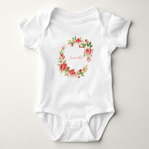 Body Rose Rose Floral Vert Fille Baby shower