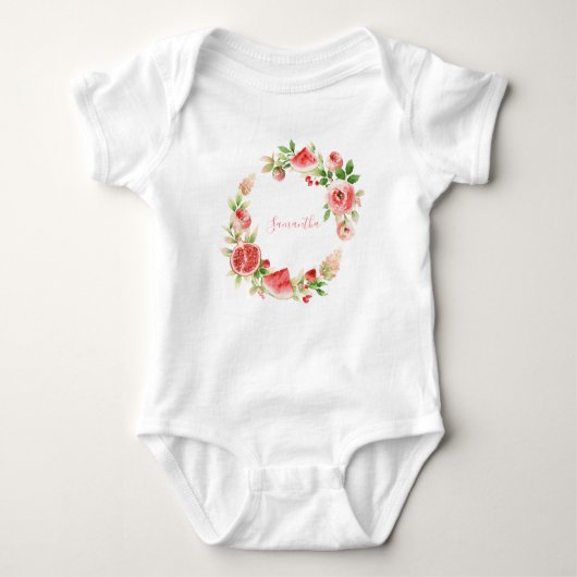 Body Rose Rose Floral Vert Fille Baby shower (Devant)