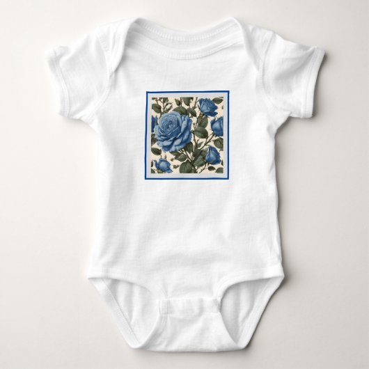 Body Roses Bleus Et Feuilles Verts, (Devant)