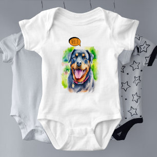 Body Rottweiler joyeux en aquarelle