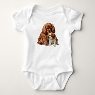 Body Ruby Cavalier Spaniel et son chiot Blenheim