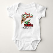 Body Rudolph Merry Christmas-Personalized Baby Bodysuit (Devant)