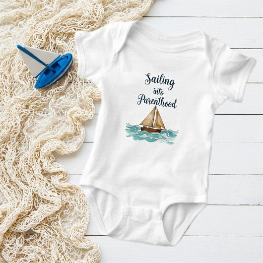 Body Sailing into Parenthood Bodysuit, Pastel Boat