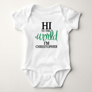 Body Salut le monde bébé NAME en vert