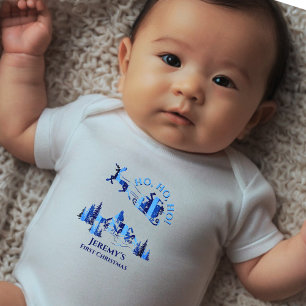 Body Santa Claus First Christmas Blue Ajouter Nom