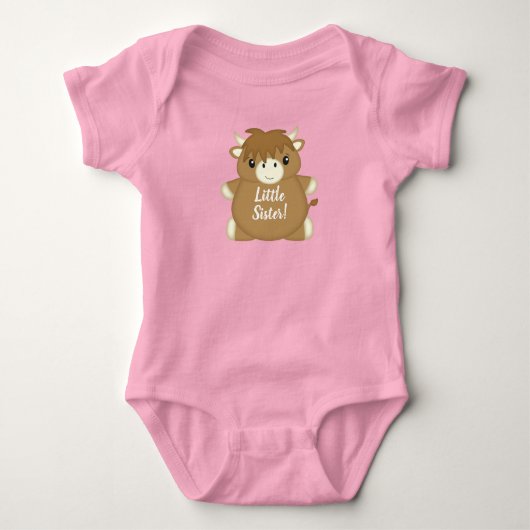 Body Scottish Highland Baby shower de vache rose (Devant)