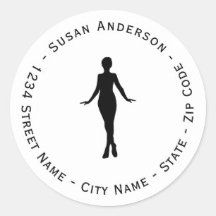 Body Sculpting Vrouw Silhouet Adreslabel Ronde Sticker