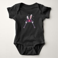 Skiing Rabbit with ski poles and ski goggles
