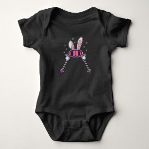 Body Skiing Rabbit with ski poles and ski goggles