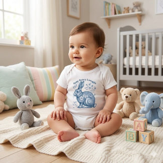 Body Some Bunny Loves Me Floral Blue Victorian Vintage 