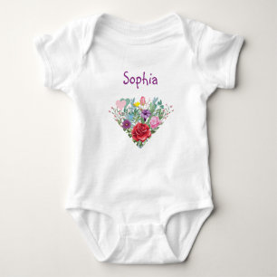 Body Sophia Personnaliser Nom Fleurs Jumeaux 2 Coeurs