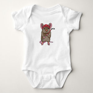 Body Souris de hockey sur glace avec bâton de hockey su