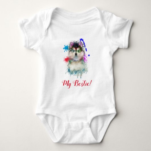 Body Splash Art mignon Pomsky Chien Baby Bodysuit (Devant)