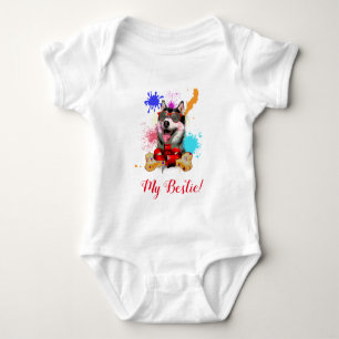 Body Splash Art mignon Sibérien Husky Chien Bodysuit