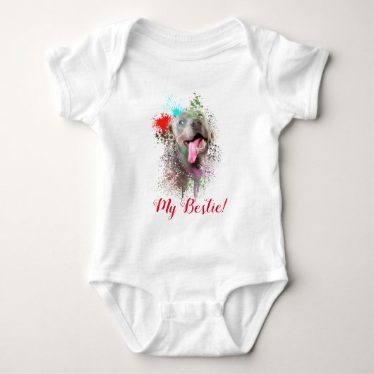 Body Splash Art mignon Weimaraner Chien Baby Bodysuit (Devant)