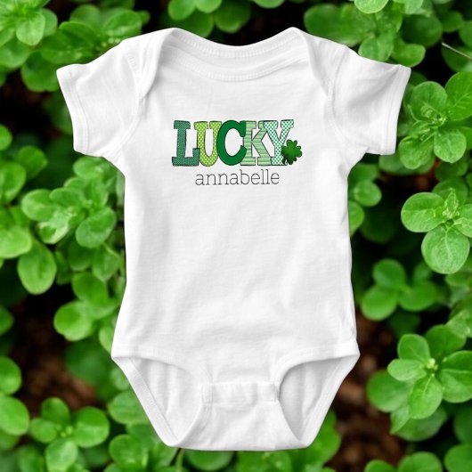 Body St. Patricks Day Lettres vertes chanceuses Personn