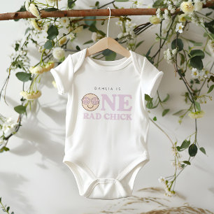 Body Super fille À damiers visage heureux   1er anniver