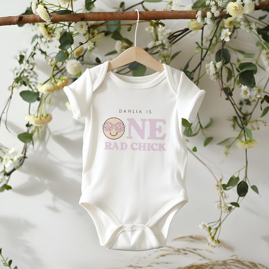 Body Super fille À damiers visage heureux | 1er anniver